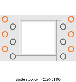 the box in the middle of a collection of orange and dark gray circles