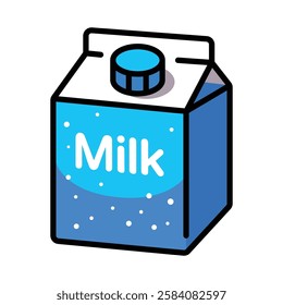 a box of milk colour fill vector line icon with editable stroke 