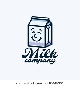 Box Milch mit glücklich lächelndes Gesicht Cartoon Maskottchen Charakter Logo-Design