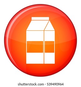 Box of milk icon in red circle isolated on white background vector illustration