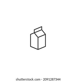 box milk isometric line icon, editable stroke icon