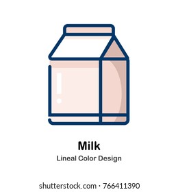 Box of Milk Leneal Color Vector Illustration