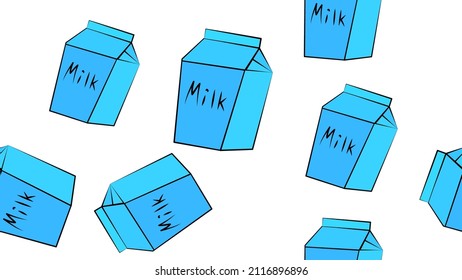 box with milk on a white background, vector illustration, pattern, seamless illustration. a large blue cardboard box with a drink. natural drink, natural food