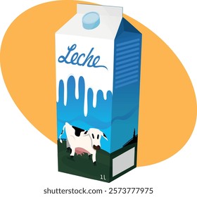 Box of milk - one liter Leche, milk in spanish