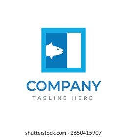 box Minimalist and modern fish logo design for seafood businesses, fishing companies, fish markets, aquaculture brands, or ocean-related industries