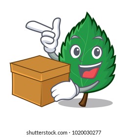 With box mint leaves character cartoon