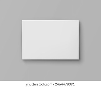 Vista superior simulada de cuadro con sombra aislada sobre fondo gris. Plantilla blanca del paquete del envase cerrado 3d. Vector en blanco lienzo de imagen, pantalla de pared, póster o Anuncio