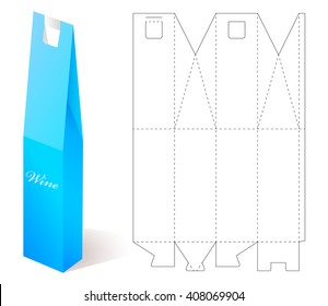 Box. Mock Up. Wine Paper Blueprint Template. Gift Craft For Design. Folding Package.