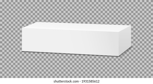 Box mockup of toothpaste. 3d white package for cosmetic and medicine. Template of carton rectangular box for tube. Blank cardboard isolated on transparent background. Packaging of product. Vector.