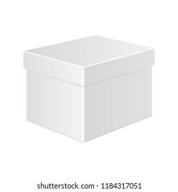 Box mockup. White template. Vector 3d illustration isolated on white background