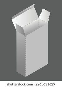 Box model. Package template layout for new design. Paper rectangular cardboard, container mockup. Blank package for product, present, surprise delivery