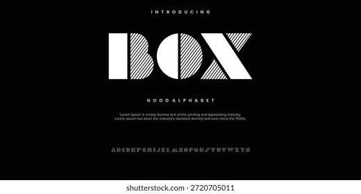 BOX Modern abstract digital alphabet font. Minimal technology typography, Creative urban sport fashion futuristic font and with numbers. vector illustration