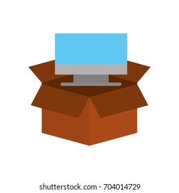box with monitor computer isolated icon
