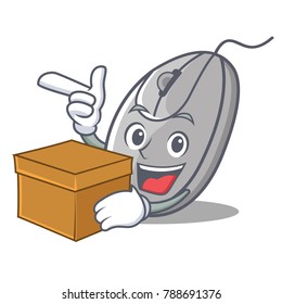 With box mouse character cartoon style