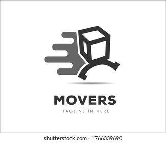 Box movers shipping package logistic service logo symbol design illustration