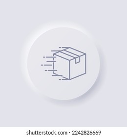 Box moving fast, Fast delivery concept, icon, White Neumorphism soft UI Design for Web design, Application UI and more, Button, Vector.