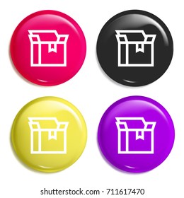 Box multi color glossy badge icon set. Realistic shiny badge icon or logo mockup