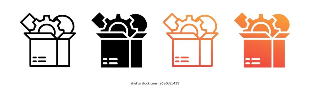 Box Multi Style Icon Set Vector