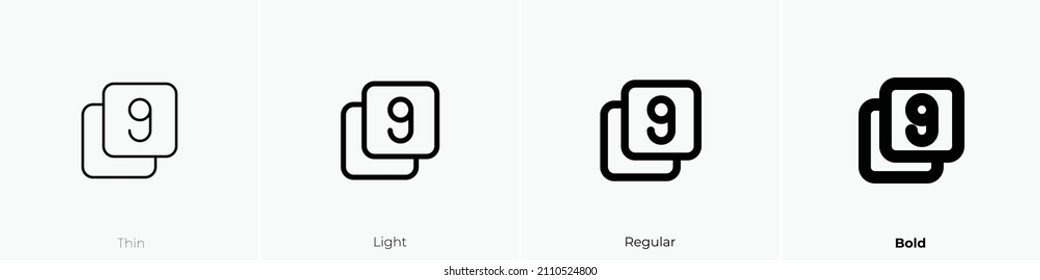 box multiple 9 icon. Thin, Light Regular And Bold style design isolated on white background
