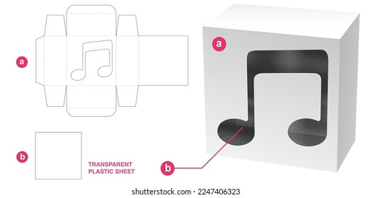 Box mit Notenfenster-Stanzvorlage