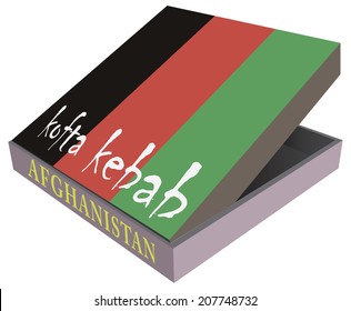 Box with national dish kofta kebab from Afghanistan.