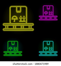 Box neon color set icon. Simple thin line, outline vector of global logistics icons for ui and ux, website or mobile application