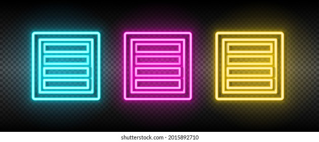 box neon vector icon. Illustration neon blue, yellow, red icon set.