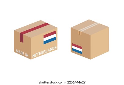 Box mit niederländischem Flaggensymbol-Set, Papppaket aus Holland