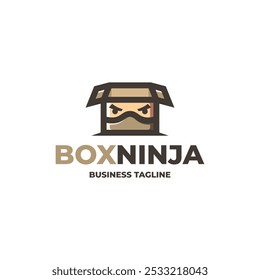 box ninja mascot logo vector