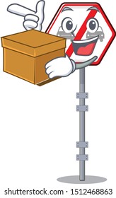 With box no overtaking cartoons on the curb