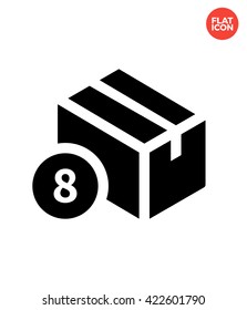 Box with Number Icon Flat Style Isolated Vector Illustration