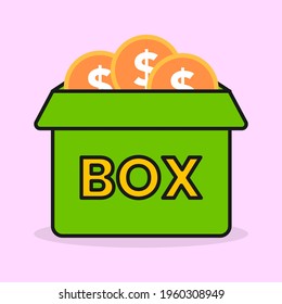 Box object vector illustration. Box with coin vector
