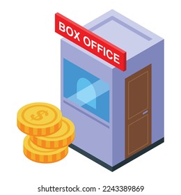 Box office air cinema icon isometric vector. Movie drive. Screen auto