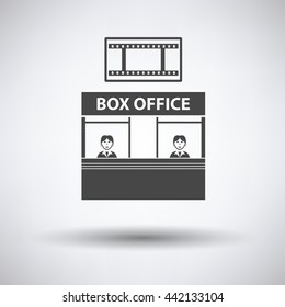 Box Office Icon On Gray Background, Round Shadow. Vector Illustration.