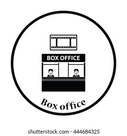 Box office icon. Thin circle design. Vector illustration.