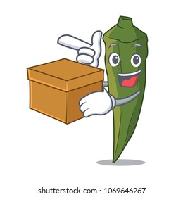 With box okra character cartoon style