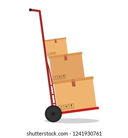 Box on cart. Cart cartoon vector. free space for text. wallpaper. copy space.