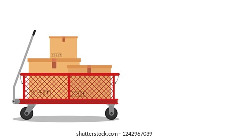 Box on cart. Cart cartoon vector. free space for text. wallpaper. copy space.