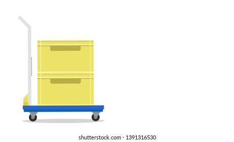 Box on cart. Cart cartoon vector. free space for text. wallpaper. copy space.