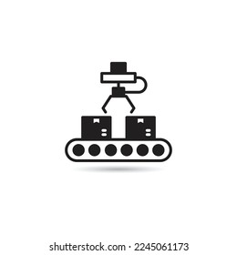 box on conveyor belt icon on white background