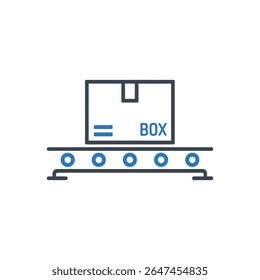 A box on a conveyor belt with a 'BOX' label icon