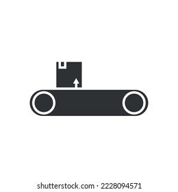 box on conveyor belt vector icon