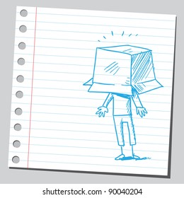 Box on man's head