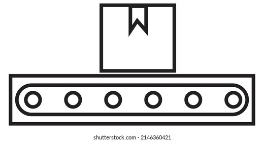 A box on a moving conveyor  - Manufacturing illustration - vector 