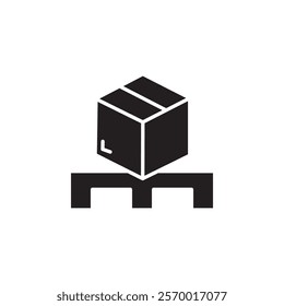 box on a pallet icon black and white vector outline sign