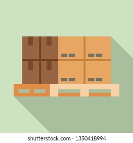 Box on pallet icon. Flat illustration of box on pallet vector icon for web design