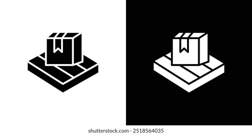 box on a pallet icon Flat fill set collection