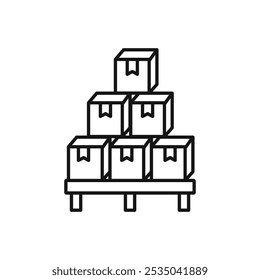 Box on a pallet icon Isolated flat vector in outline