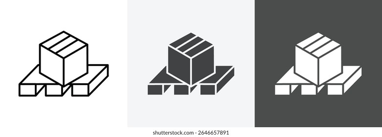 box on a pallet icon set vector art