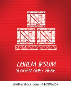 Box on red background,poster grunge design